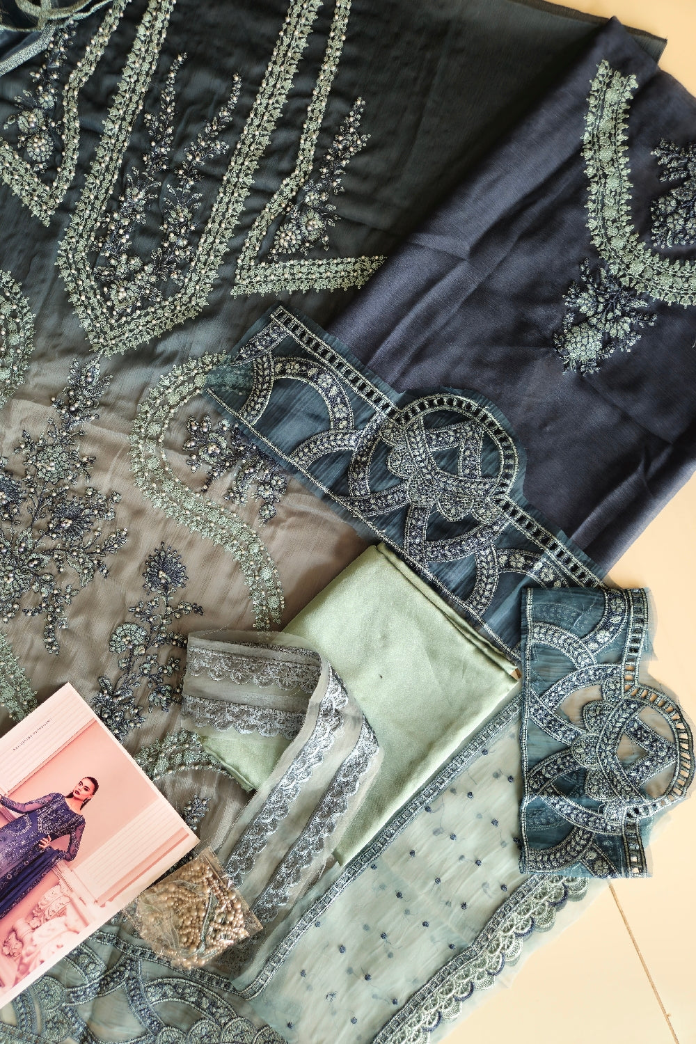 Pure Silk Chiffon by Maria B. - MPC-23-102 Teal Blue - TC-644