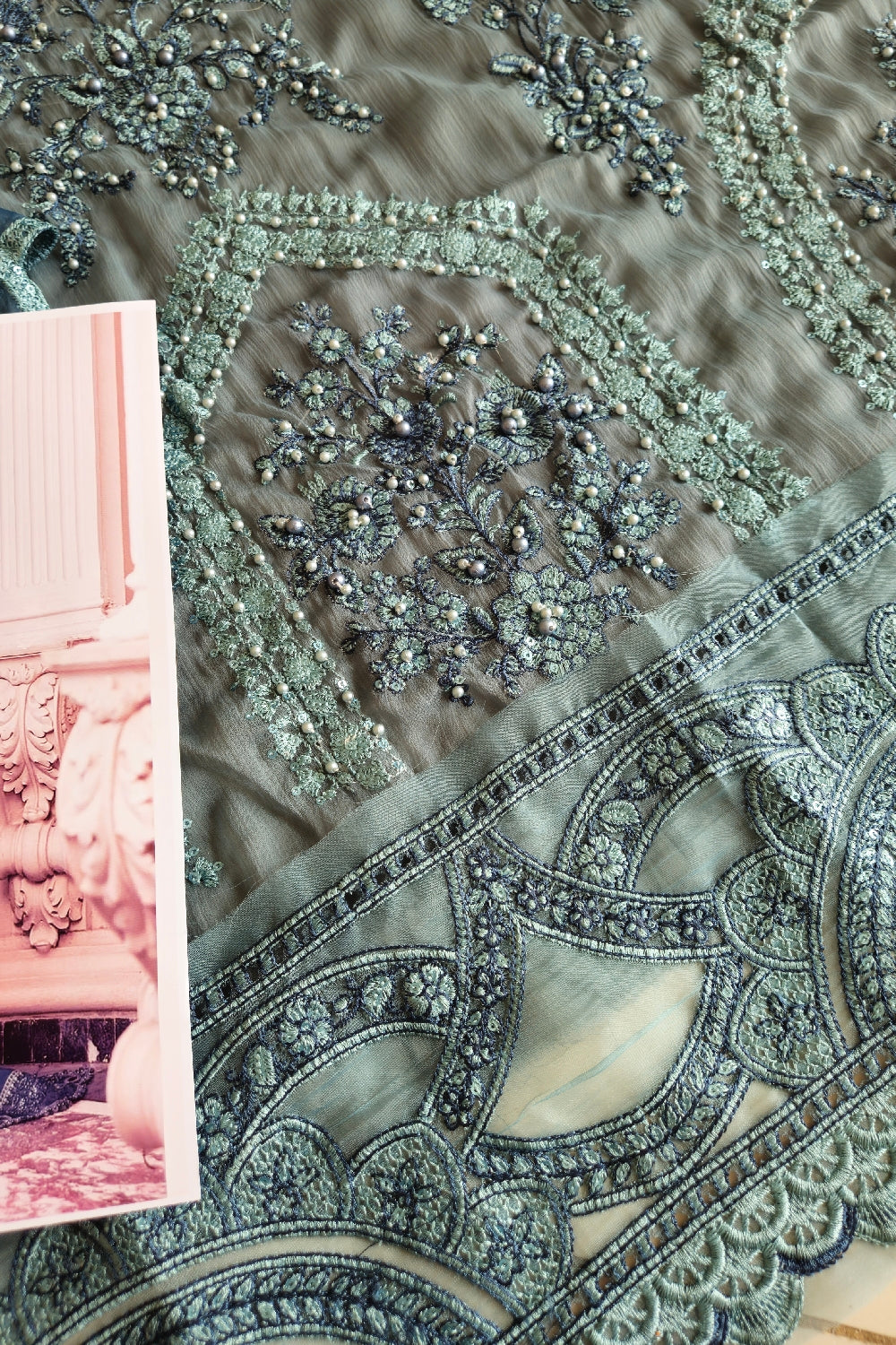 Pure Silk Chiffon by Maria B. - MPC-23-102 Teal Blue - TC-644