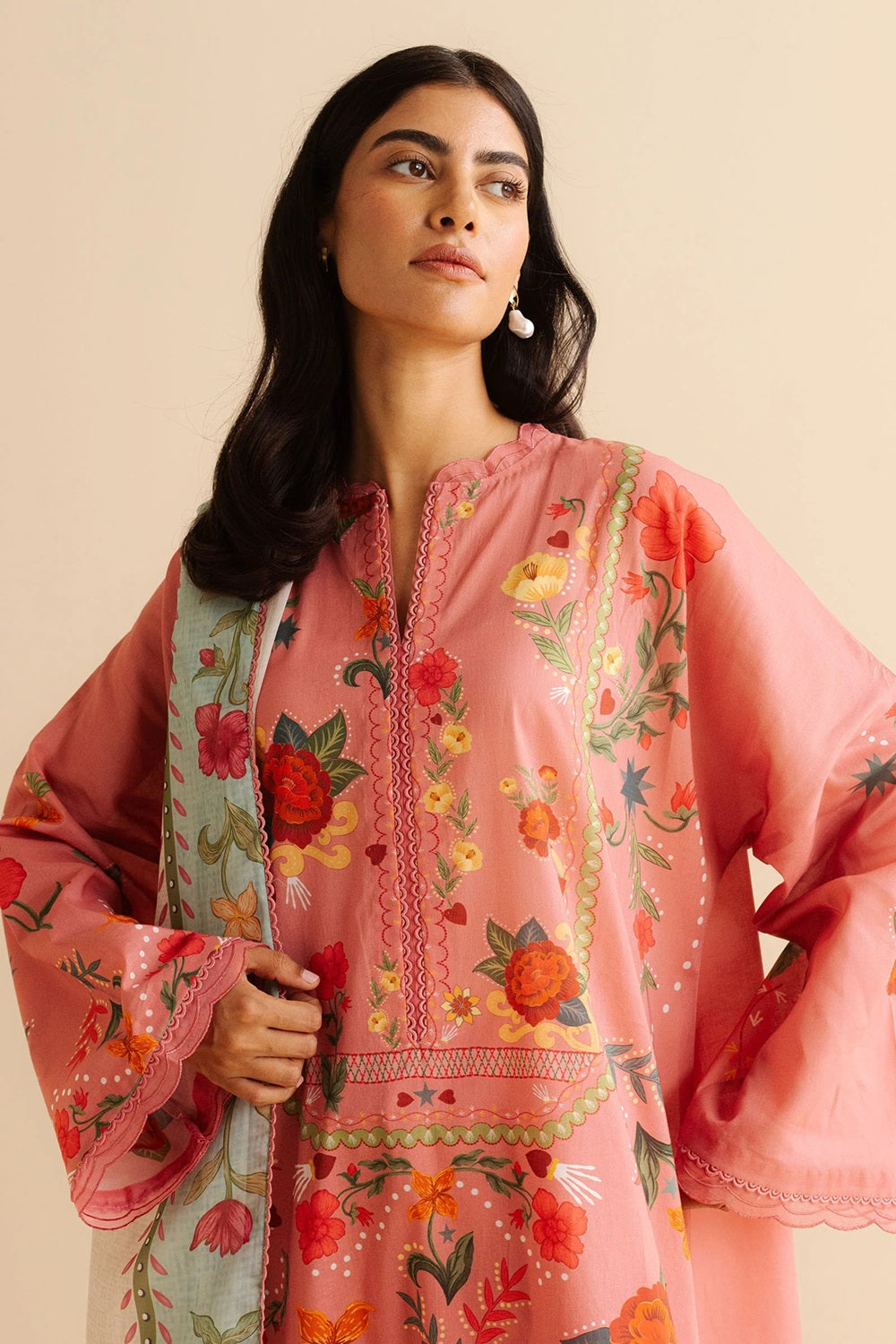 Original Factory Leftover Coco by Zara Shahjahan Digital Print Lawn - Nyra-5B - TC-1307