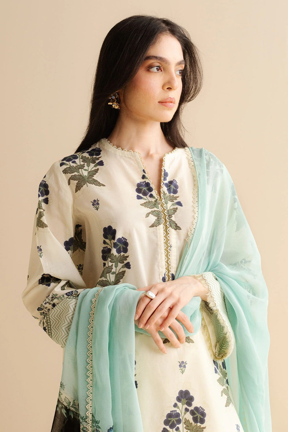 Original Factory Leftover Coco by Zara Shahjahan Digital Print Lawn - Raya-2B - TC-1313