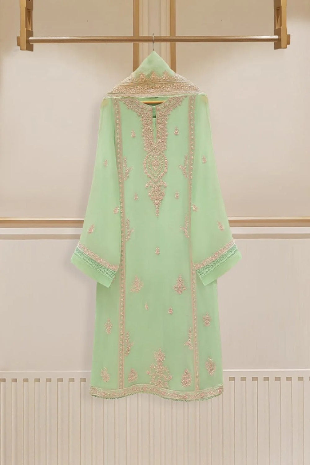 Agha Noor (Stitched) 2Pc 100% Bamber Pure Chiffon Heavily Embroidered - TC-1184