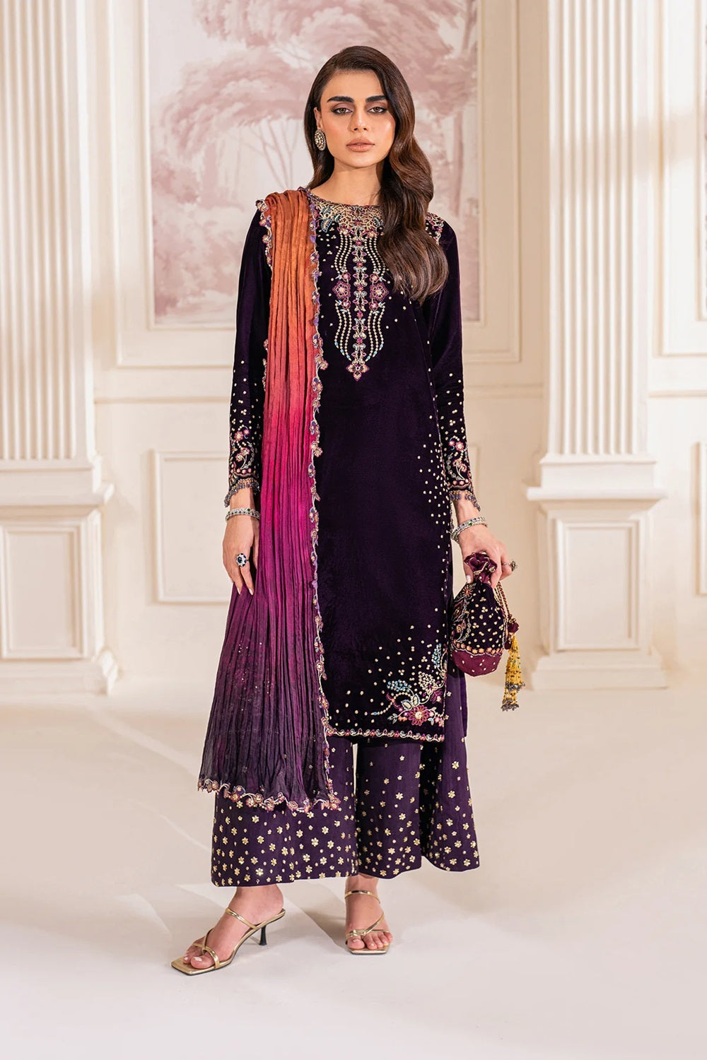 BAROQUE EMBROIDERED VELVET FORMAL UF-748 - TC-1083