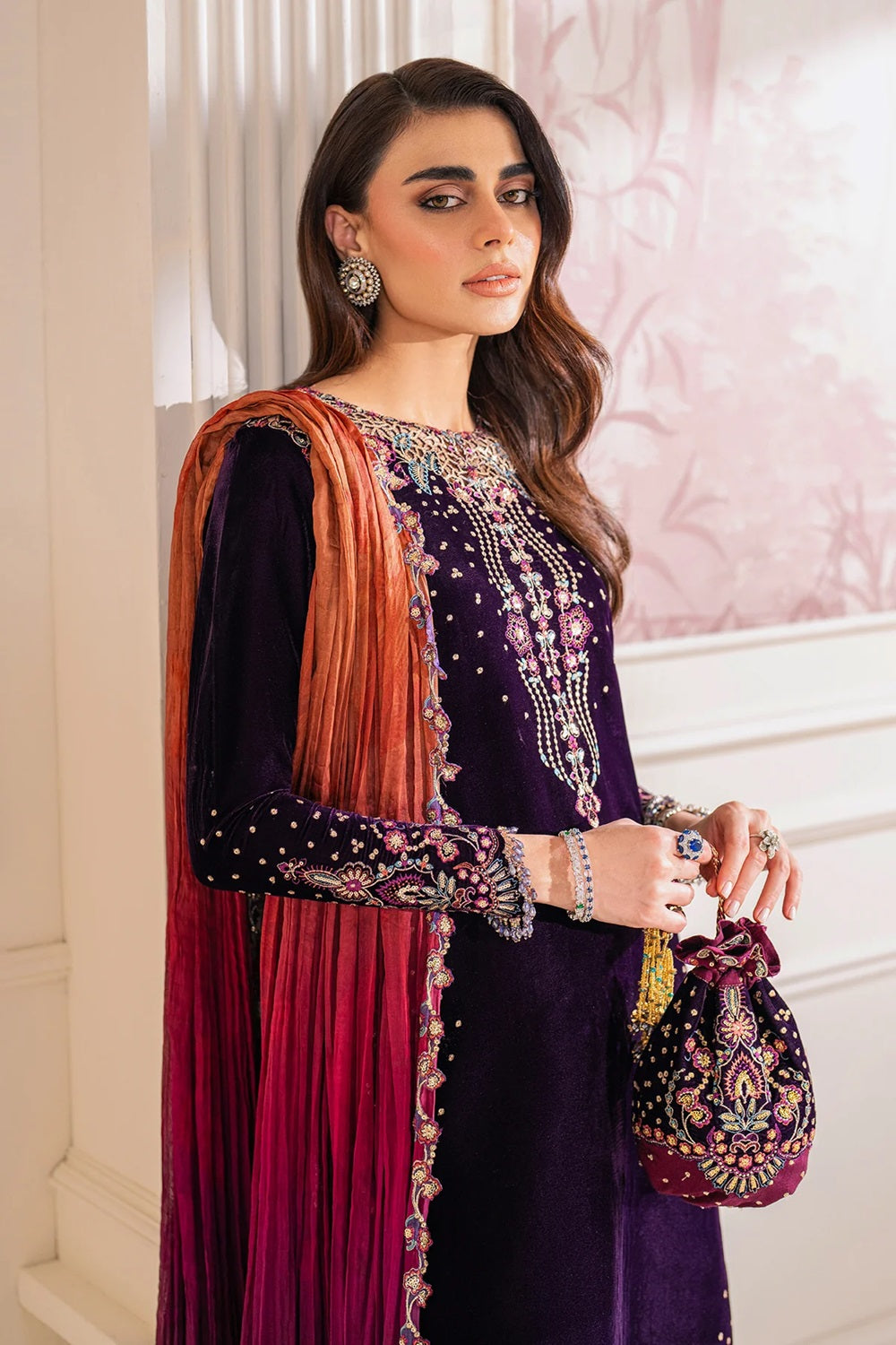 BAROQUE EMBROIDERED VELVET FORMAL UF-748 - TC-1083