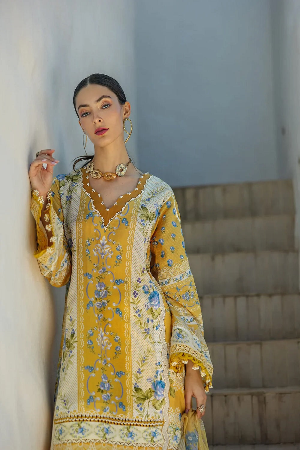 Elaf Signature Embroidered Lawn Collection 2025 - ETS-03B SUNGLOW - TC-1373