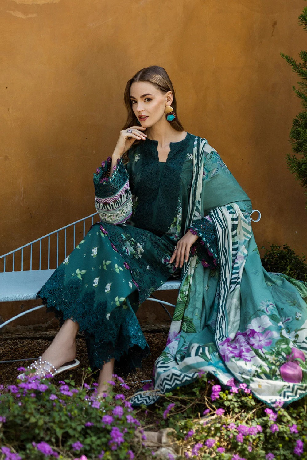 Elaf Premium Printed Embroidered Lawn'25 ELK-07B JADE EMBRACE - TC-1351