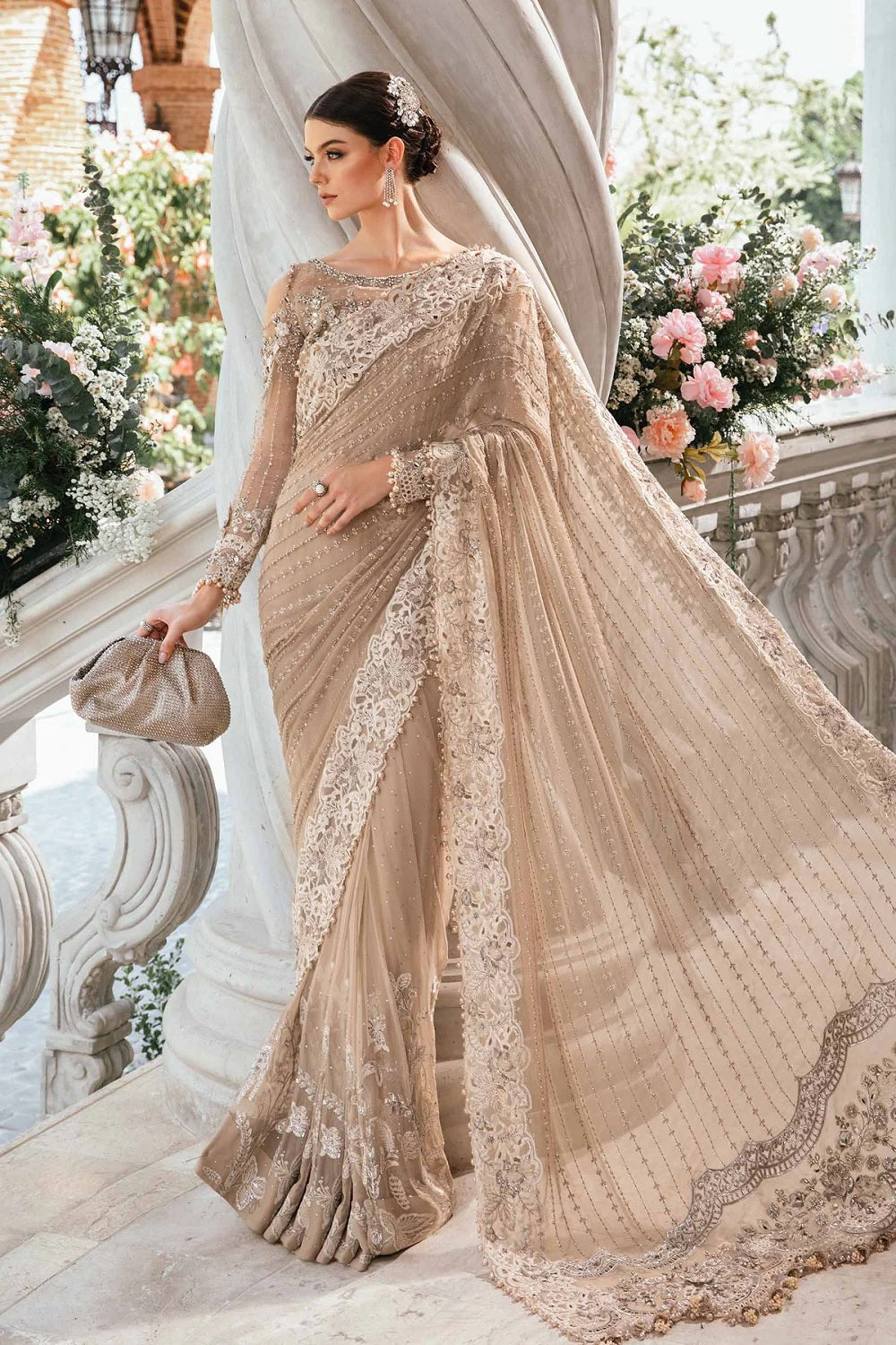 Maria.B. Mbroidered Eid Edition Chiffon Saree - BD-2801 - TC-1010