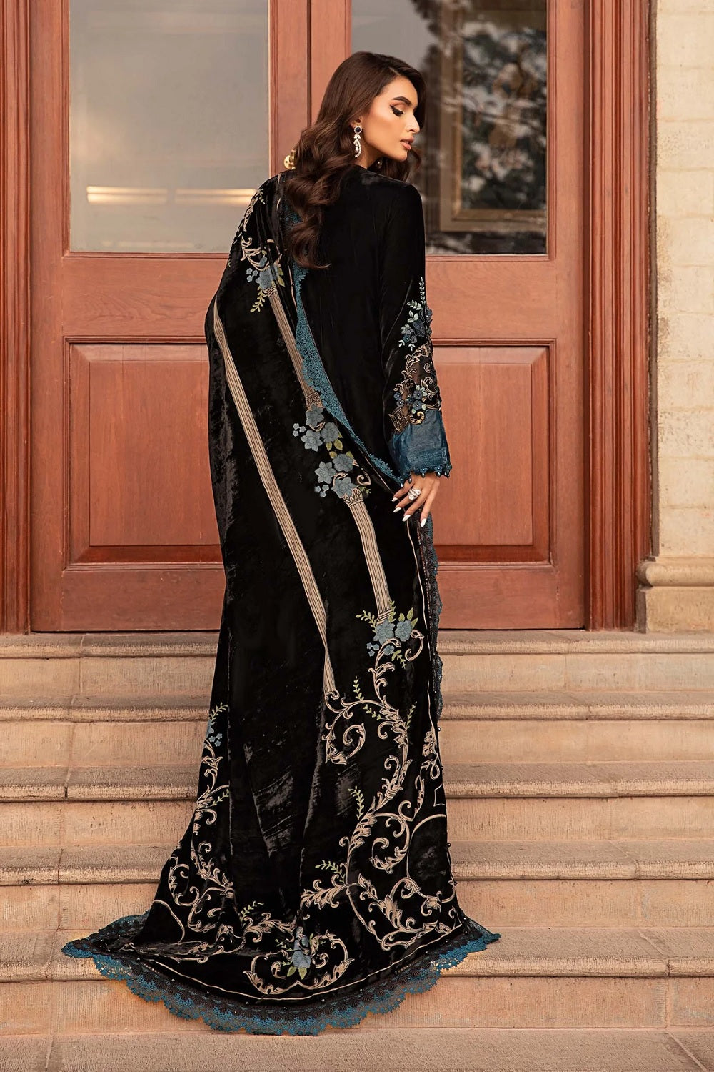 Maria.B. Winter Luxe 3 Piece Unstitched Embroidered Velvet Suit | DL-1208 - TC-1385