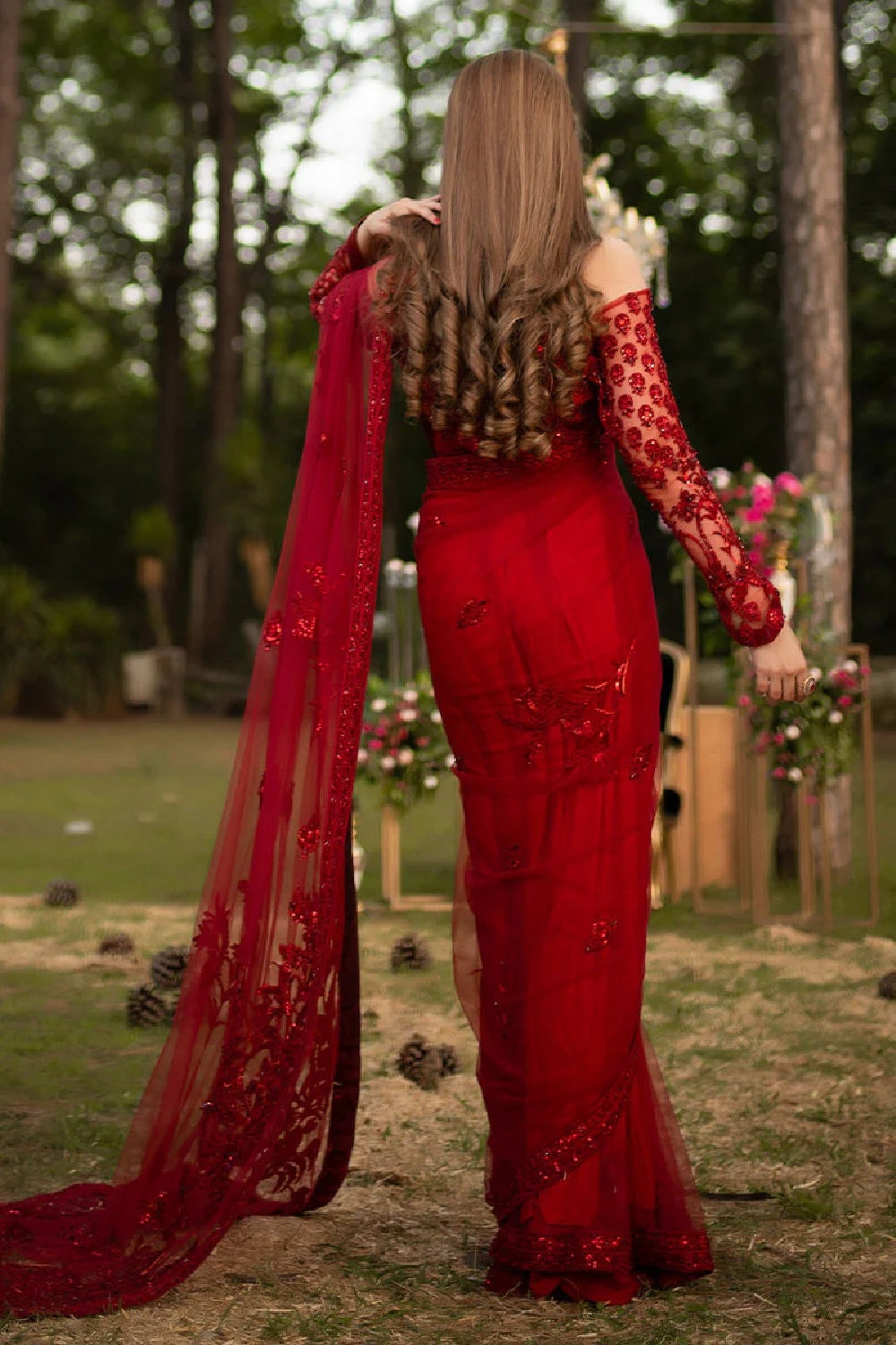 Shazia Kiyani Luxury Wedding Saree -RED GLAM - TC-1374