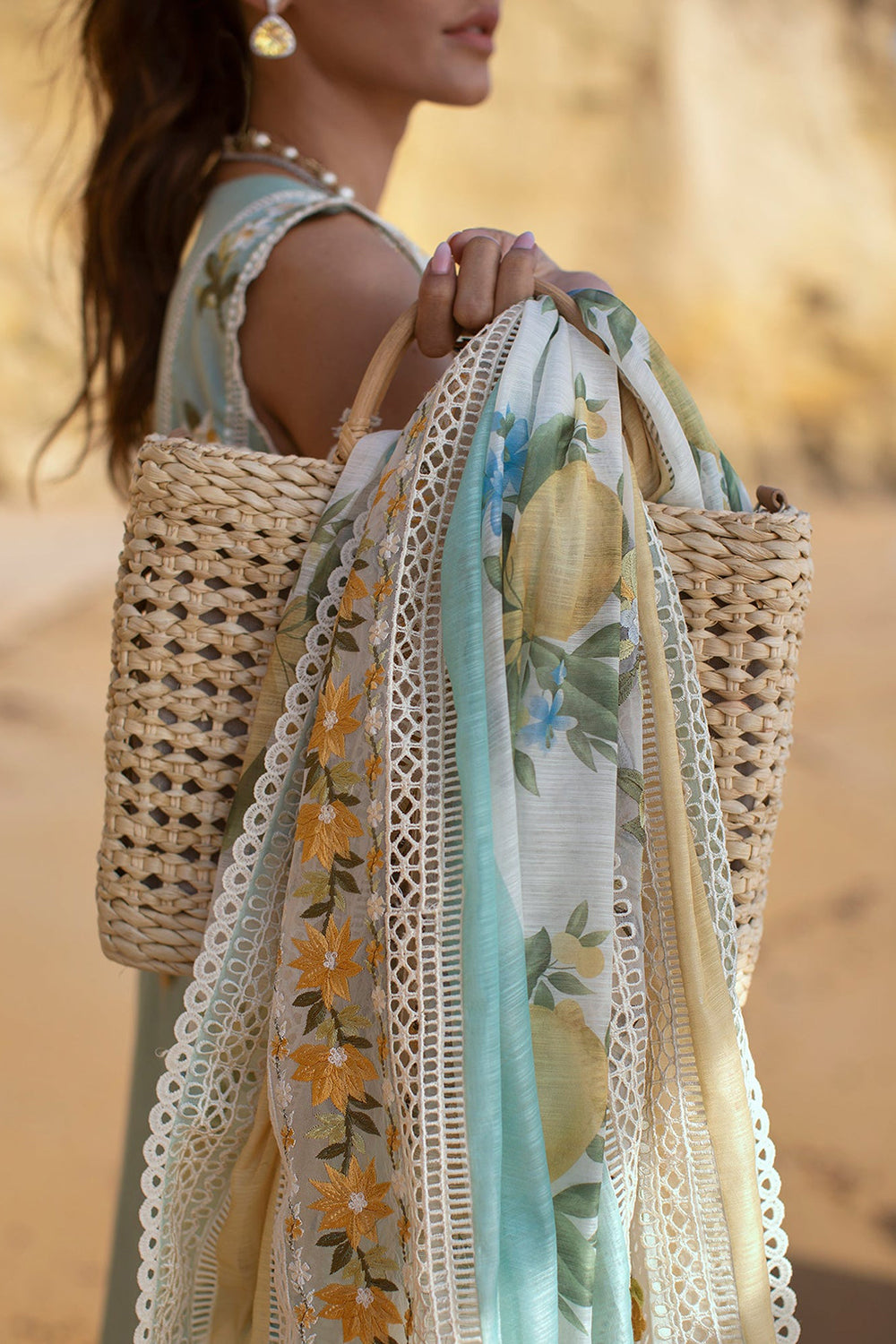 Crimson X Saira Shakira Luxury Lawn - D2 A Sicilian Summer A Aqua - TC-122