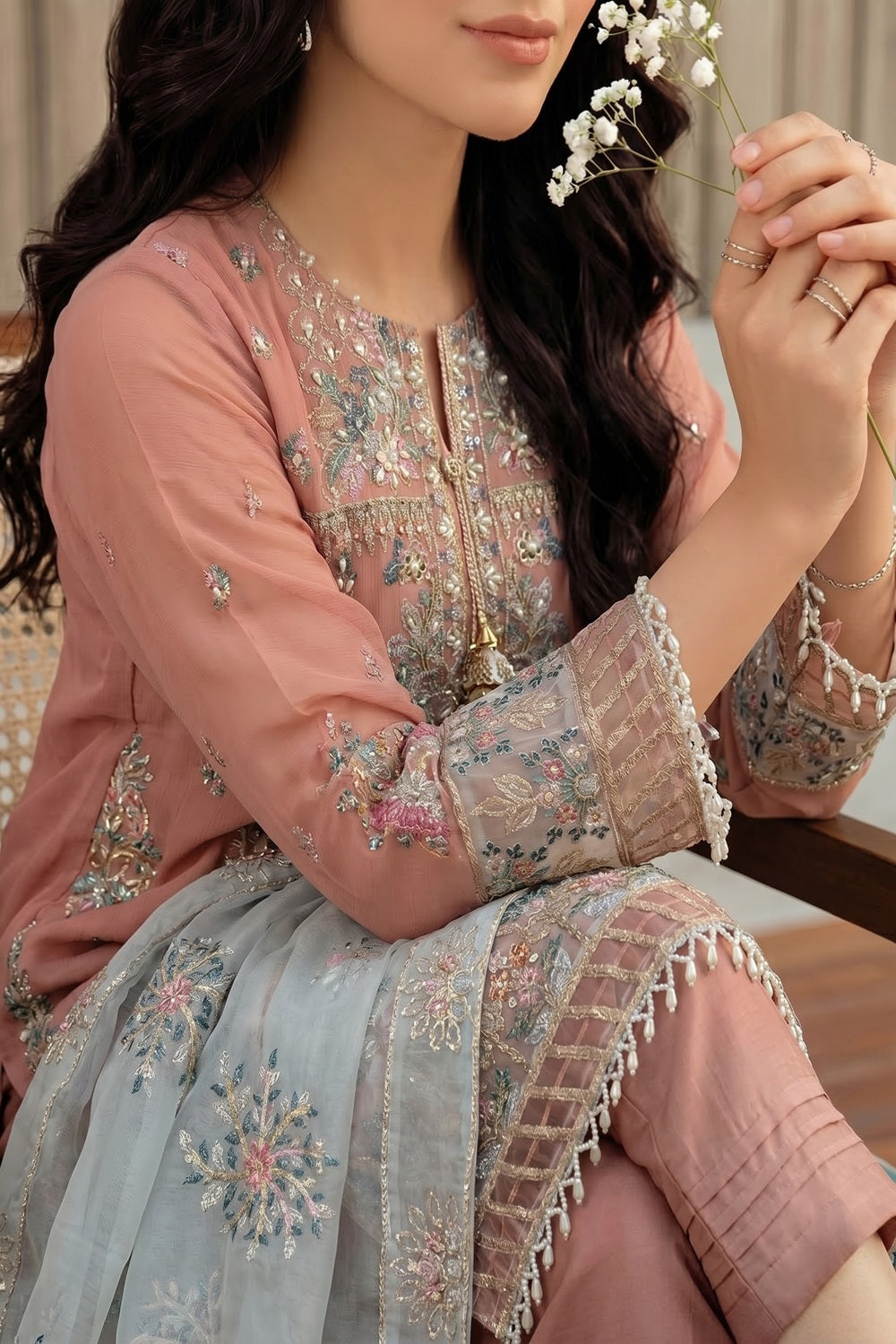 Luxury Handworked Chiffon 3PC Stitched Suit – Fancy Designer Edition TC-1610