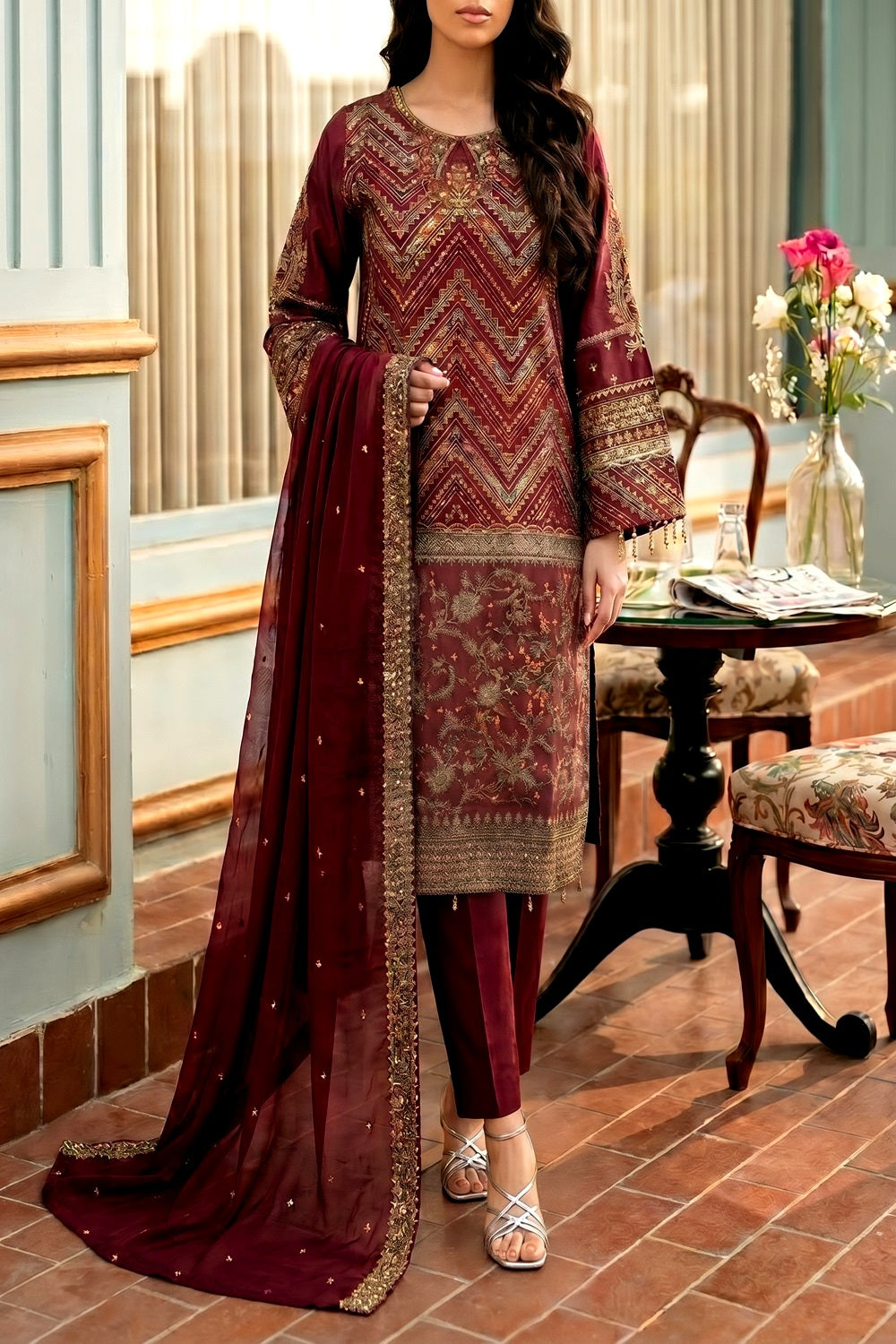 Luxury Handworked Lawn 3PC Stitched Suit – Fancy Designer Edition TC-1611