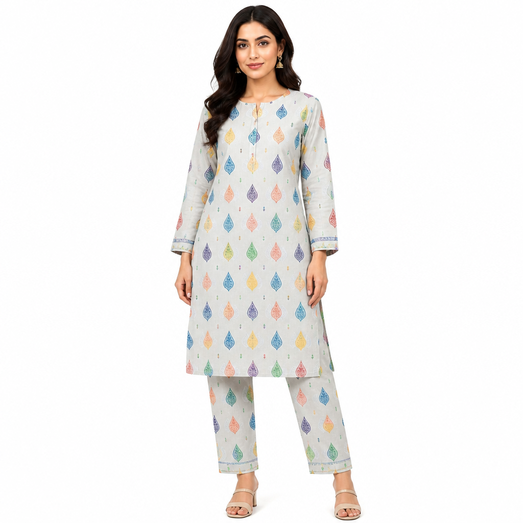 Premium Printed Pure AirJet Lawn 2 Piece Suit | Shirt & Trouser - TC-1679