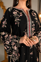 ETHNC Luxury Floral Embroidered Kaftan – Pure Viscose Raw Silk | Ready to Wear - TC-1764