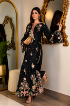 ETHNC Luxury Floral Embroidered Kaftan – Pure Viscose Raw Silk | Ready to Wear - TC-1764