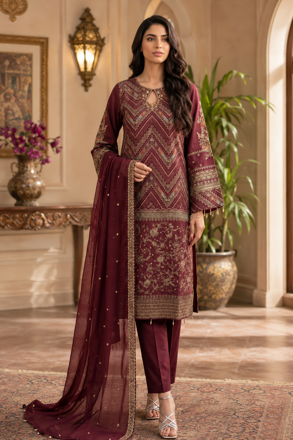 Luxury Handworked Lawn 3PC Stitched Suit – Fancy Designer Edition TC-1611