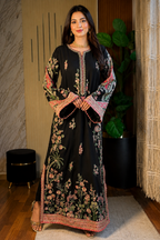 ETHNC Luxury Floral Embroidered Kaftan – Pure Viscose Raw Silk | Ready to Wear - TC-1794