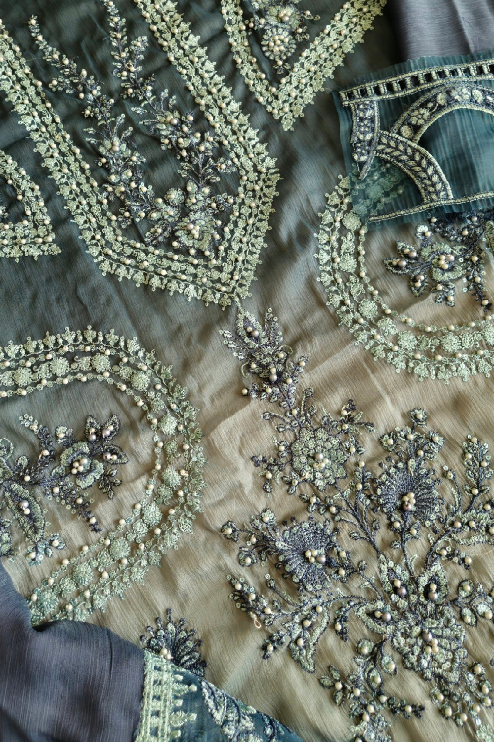 Pure Silk Chiffon by Maria B. - MPC-23-102 Teal Blue - TC-644