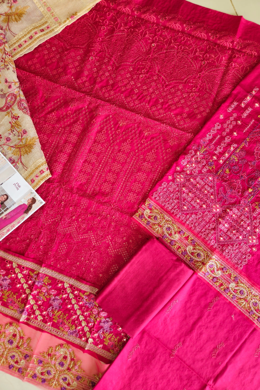 Elaf Festive Chikankari Lawn 2023 - ELC-11 Hot Pink - TC-677