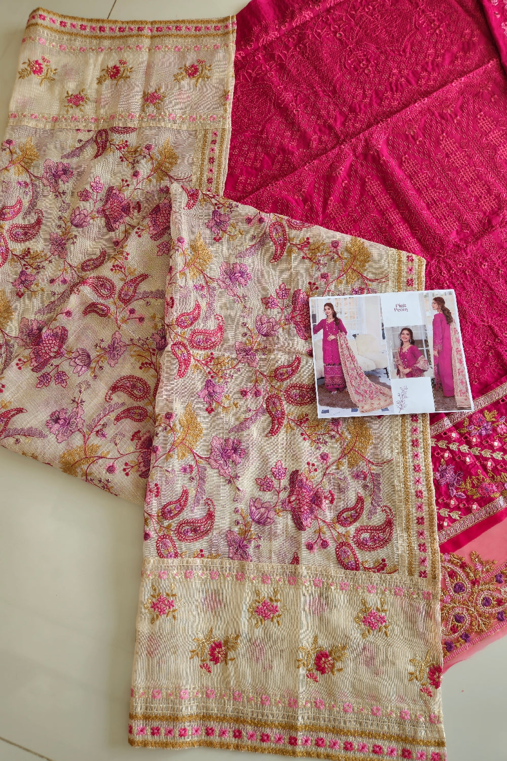 Elaf Festive Chikankari Lawn 2023 - ELC-11 Hot Pink - TC-677