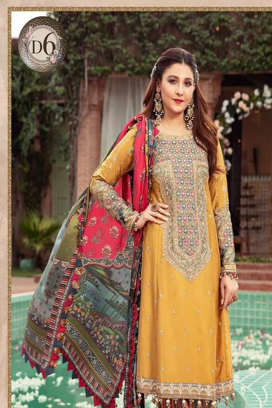 Sateen By Maria B Luxury Lawn Collection'23 - Mustard - TC-660