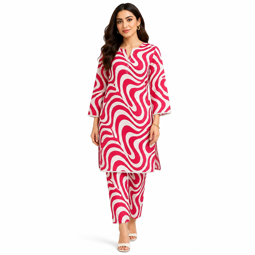 Premium Printed Pure AirJet Lawn 2 Piece Suit | Shirt & Trouser - TC-1704