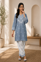 Premium Embroidered 2-Piece Cotton Suit with Farshi Shalwar - TC-1767