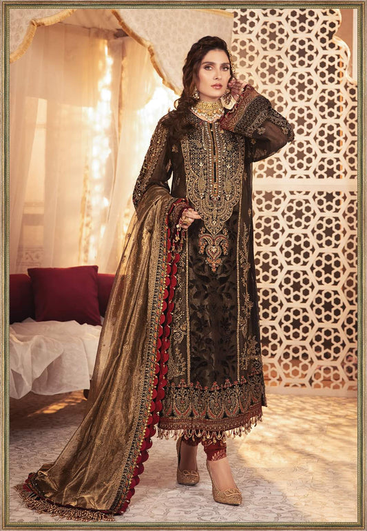 Maria B Embroidered Chiffon Collection Design 1 Black - TC-937