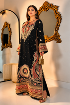 ETHNC Luxury Floral Embroidered Kaftan – Pure Viscose Raw Silk | Ready to Wear - TC-1778