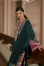 ETHNC Luxury Floral Embroidered Kaftan – Pure Viscose Raw Silk | Ready to Wear - TC-1802