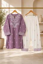 Premium Embroidered 2-Piece Cotton Suit with Farshi Shalwar - TC-1769