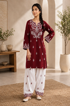 Premium Embroidered 2-Piece Cotton Suit with Farshi Shalwar - TC-1770