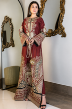 ETHNC Luxury Floral Embroidered Kaftan – Pure Viscose Raw Silk | Ready to Wear - TC-1763