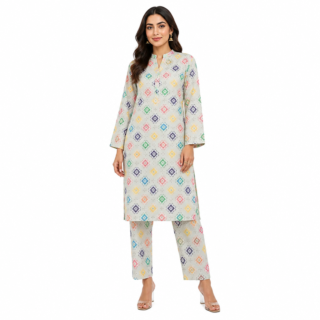 Premium Printed Pure AirJet Lawn 2 Piece Suit | Shirt & Trouser - TC-1675