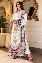 ETHNC Luxury Floral Embroidered Kaftan – Pure Viscose Raw Silk | Ready to Wear - TC-1814