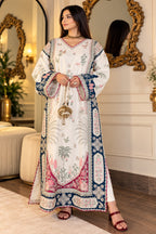 ETHNC Luxury Floral Embroidered Kaftan – Pure Viscose Raw Silk | Ready to Wear - TC-1814