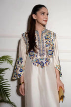 Alizey Saad – Raw Silk Hand Embellished Ivories Festive - TC-1454