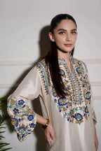 Alizey Saad – Raw Silk Hand Embellished Ivories Festive - TC-1454