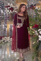 Aneelas Poshkari Luxury Velvet Embroidered Formal - TC-1443