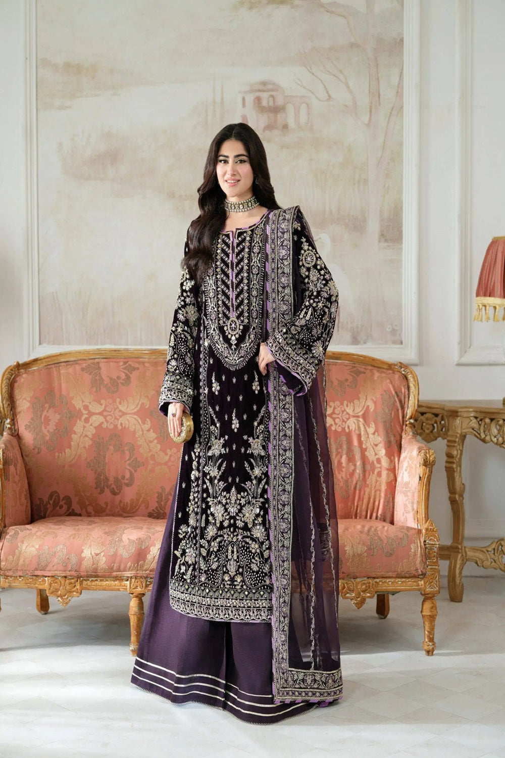 Aneelas Luxury Velvet Embroidered Formal - VT-01 - TC-1438
