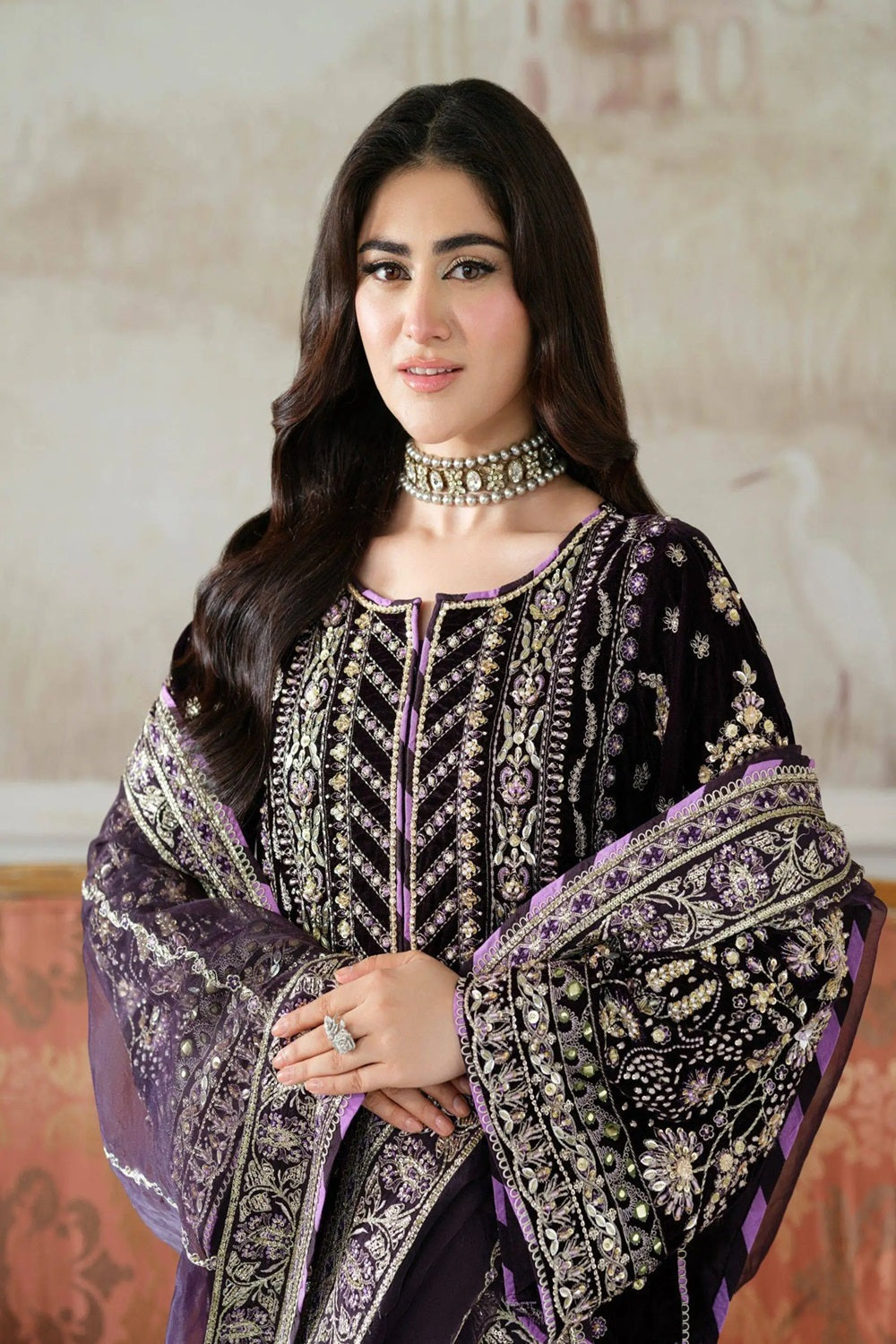 Aneelas Luxury Velvet Embroidered Formal - VT-01 - TC-1438