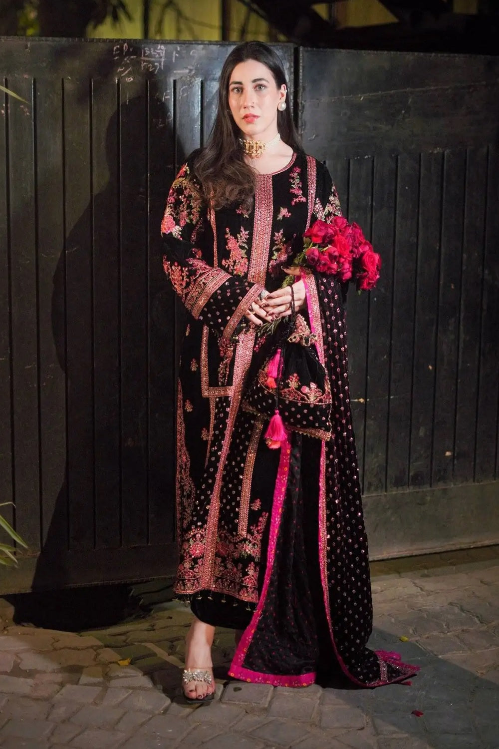 Aneelas Luxury Velvet Embroidered Formal - Oceans - TC-1448