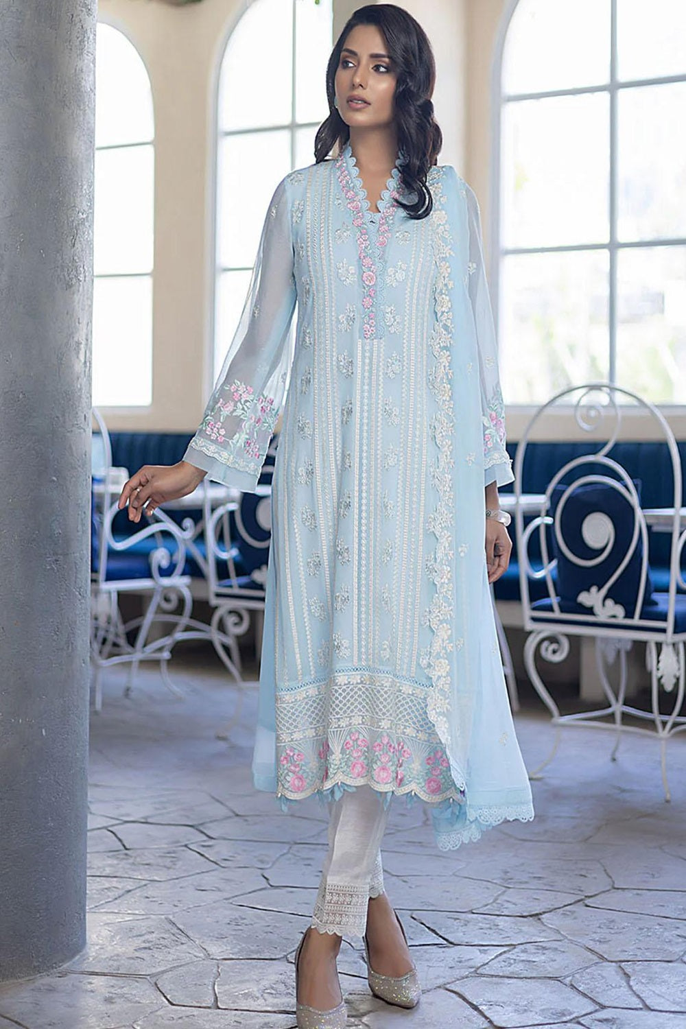 Azure | Ensembles Embroidered Formals | Sky Bloom | TC-1069