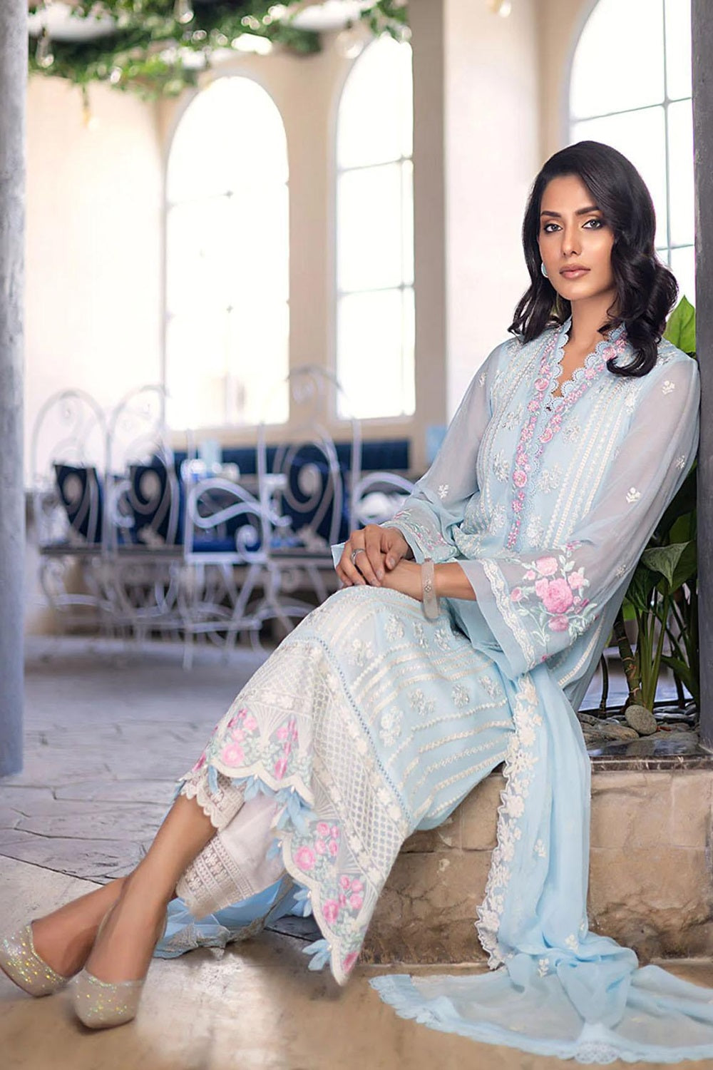Azure | Ensembles Embroidered Formals | Sky Bloom | TC-1069