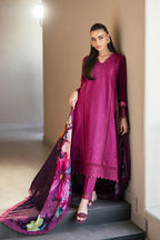 Azure Wine Mirage Luxury Embroidered Lawn - TC-1507