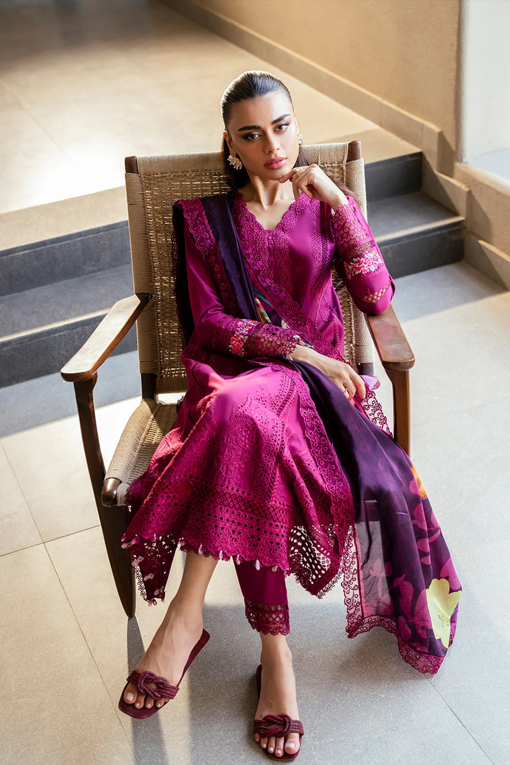 Azure Wine Mirage Luxury Embroidered Lawn - TC-1507