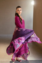Azure Wine Mirage Luxury Embroidered Lawn - TC-1507