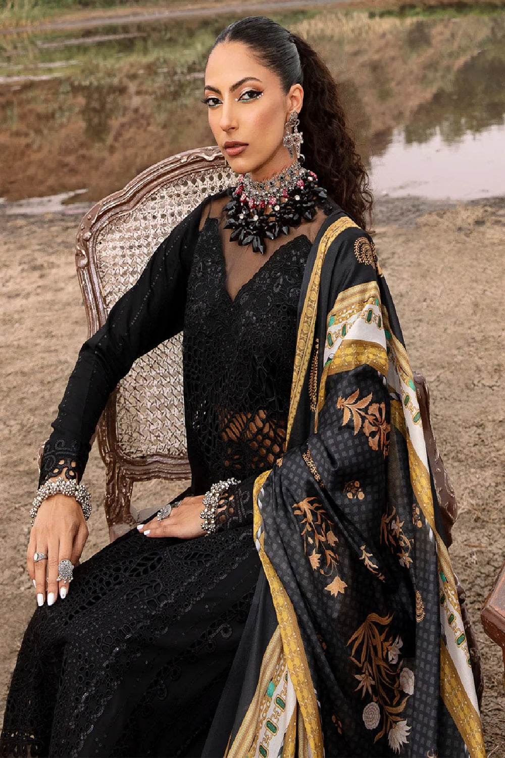 Mem Saab By Bin Ilyas Luxury Embroidered Lawn Edition'25 714-B - TC-1131