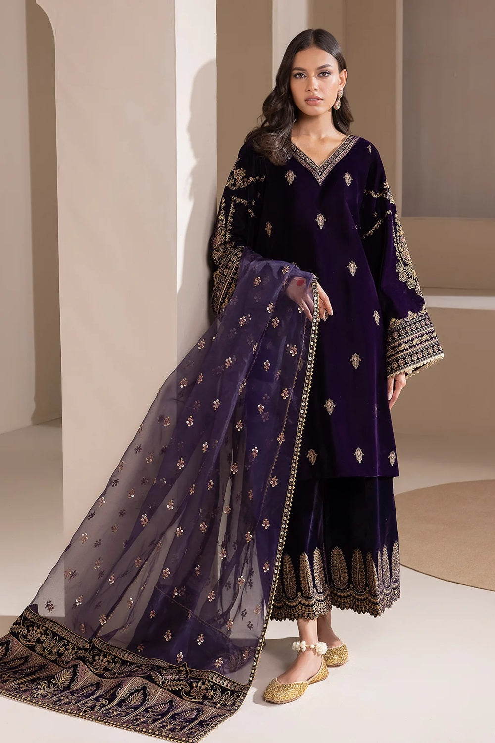 Baroque Festive Velvet Embroidered Collection - UF-420 - TC-674