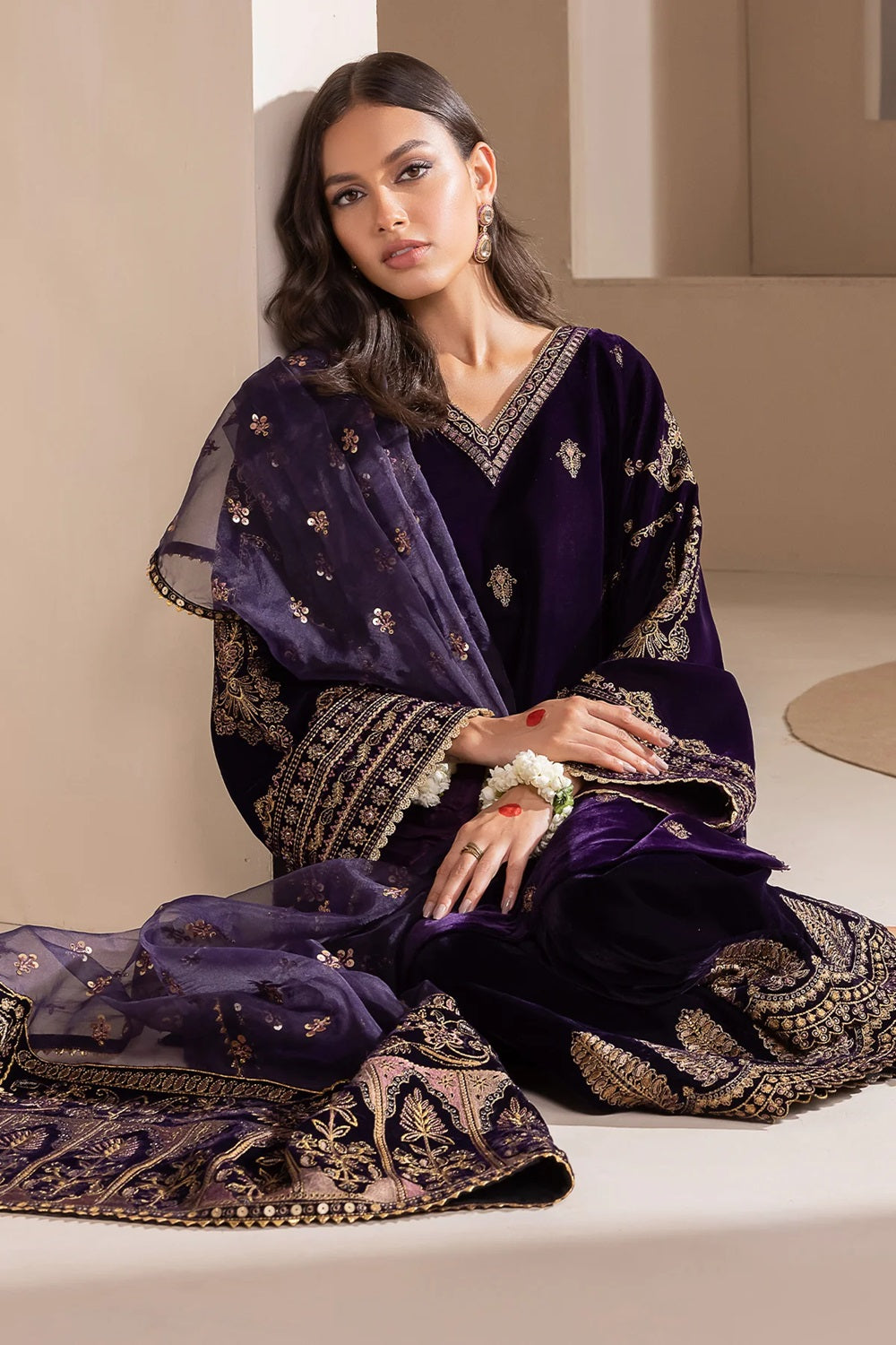 Baroque Festive Velvet Embroidered Collection - UF-420 - TC-674