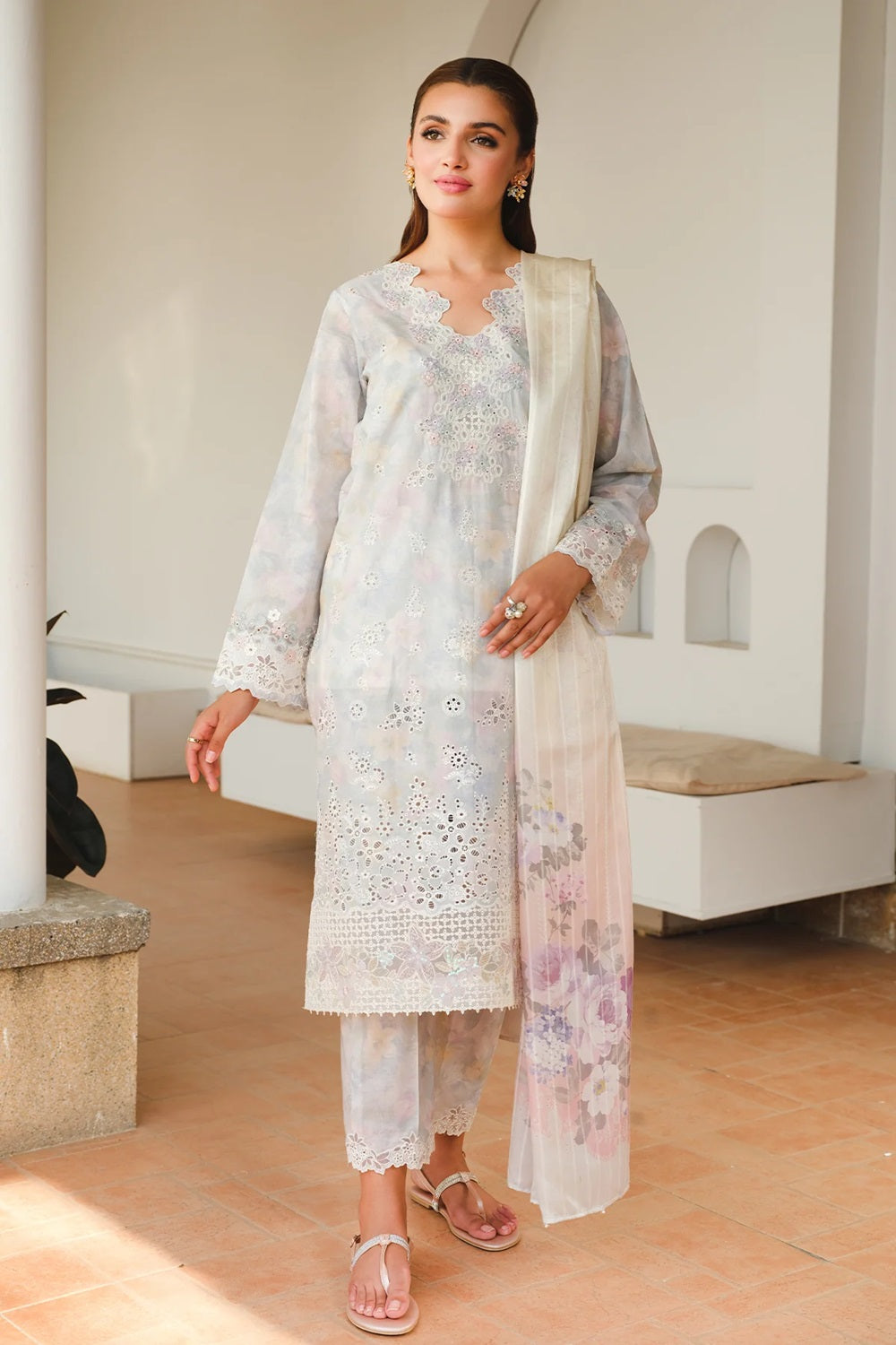 BAR0QUE EMBROIDERED PRINTED LAWN UF-657 - TC-1066